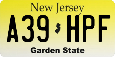 NJ license plate A39HPF