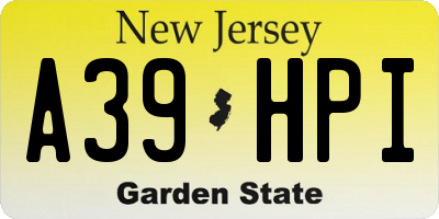 NJ license plate A39HPI