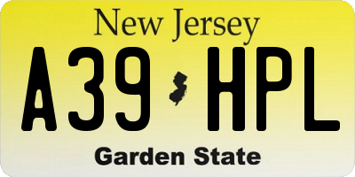 NJ license plate A39HPL