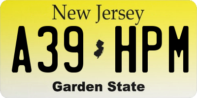 NJ license plate A39HPM