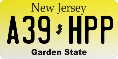 NJ license plate A39HPP