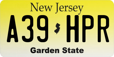 NJ license plate A39HPR