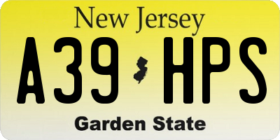 NJ license plate A39HPS
