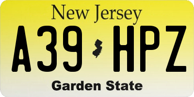 NJ license plate A39HPZ