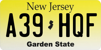 NJ license plate A39HQF