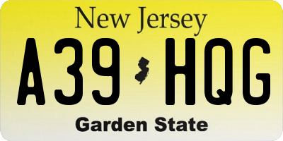 NJ license plate A39HQG