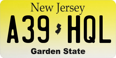 NJ license plate A39HQL