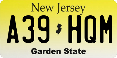 NJ license plate A39HQM