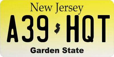 NJ license plate A39HQT