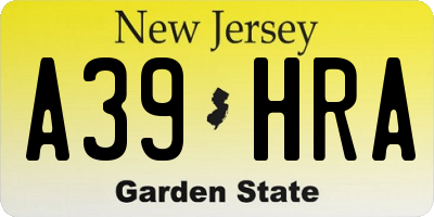 NJ license plate A39HRA