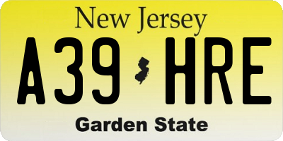 NJ license plate A39HRE