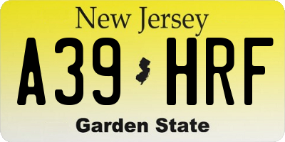NJ license plate A39HRF