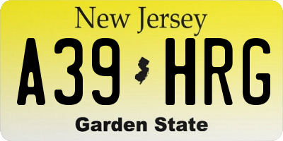 NJ license plate A39HRG