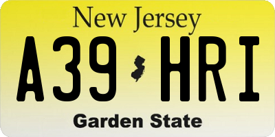 NJ license plate A39HRI