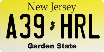 NJ license plate A39HRL