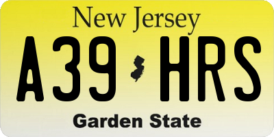 NJ license plate A39HRS