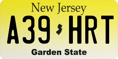 NJ license plate A39HRT