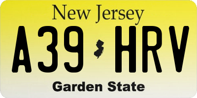 NJ license plate A39HRV