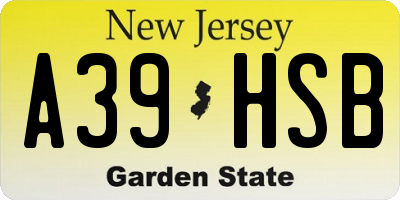 NJ license plate A39HSB