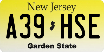 NJ license plate A39HSE