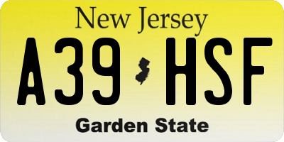 NJ license plate A39HSF