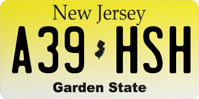 NJ license plate A39HSH