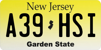 NJ license plate A39HSI