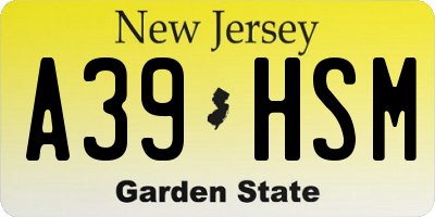 NJ license plate A39HSM