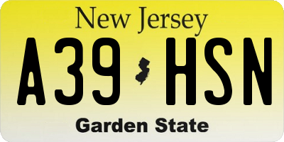 NJ license plate A39HSN