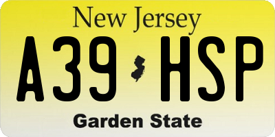NJ license plate A39HSP