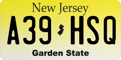 NJ license plate A39HSQ