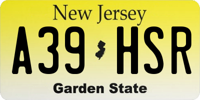 NJ license plate A39HSR