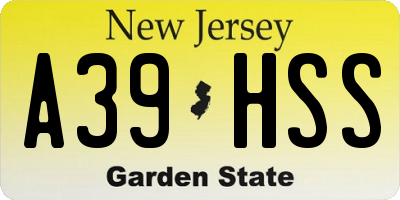 NJ license plate A39HSS
