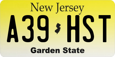 NJ license plate A39HST
