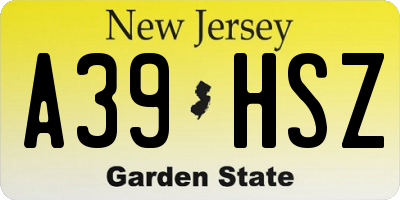 NJ license plate A39HSZ
