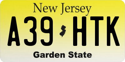 NJ license plate A39HTK