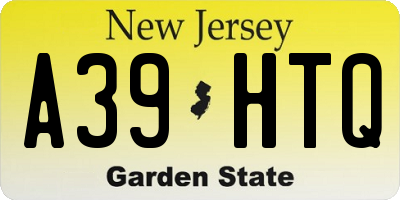 NJ license plate A39HTQ