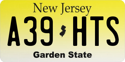 NJ license plate A39HTS
