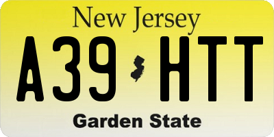 NJ license plate A39HTT
