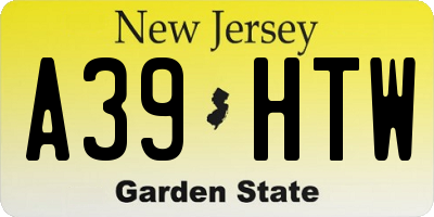 NJ license plate A39HTW