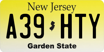 NJ license plate A39HTY
