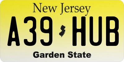 NJ license plate A39HUB