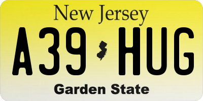 NJ license plate A39HUG