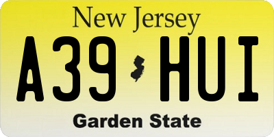 NJ license plate A39HUI