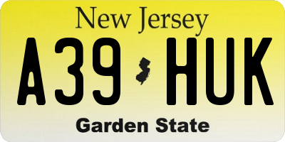 NJ license plate A39HUK