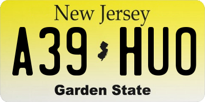 NJ license plate A39HUO
