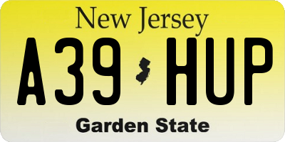 NJ license plate A39HUP