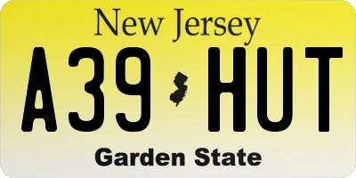 NJ license plate A39HUT