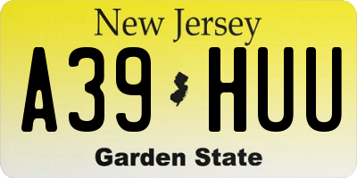NJ license plate A39HUU