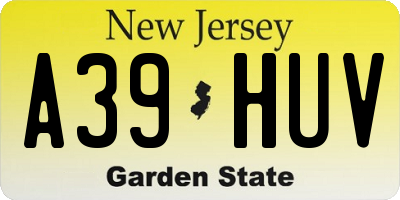 NJ license plate A39HUV